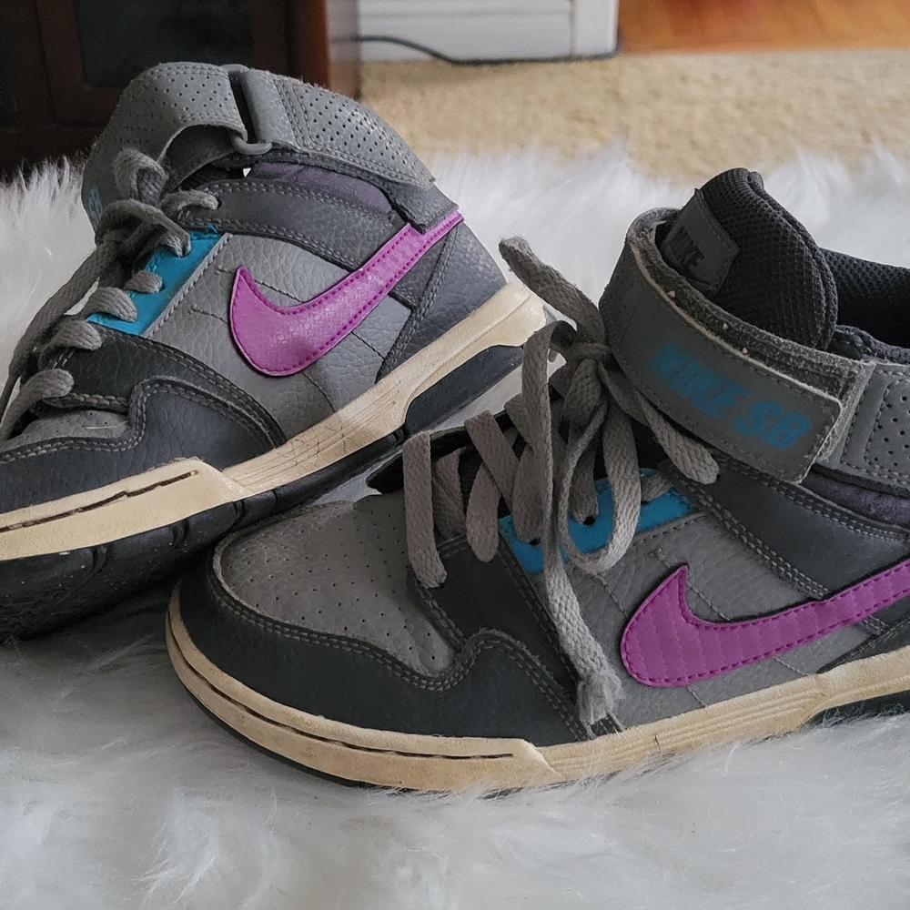 Nike Purple and Gray Sneakers with Retro Design